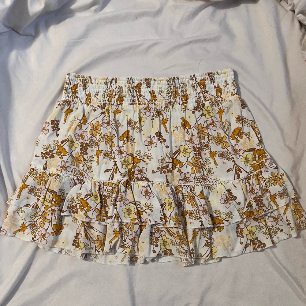 Papaya Floral Mini Skirt - White and Yellow